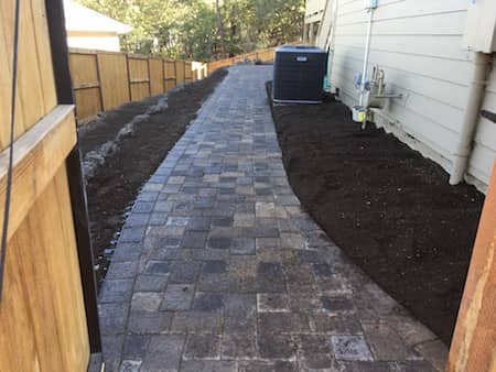 Paver patio in back yard at Medford project