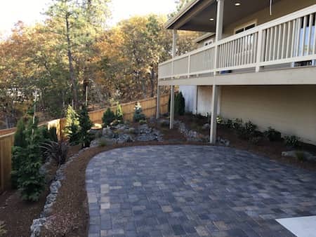 Paver patio in back yard at Medford project