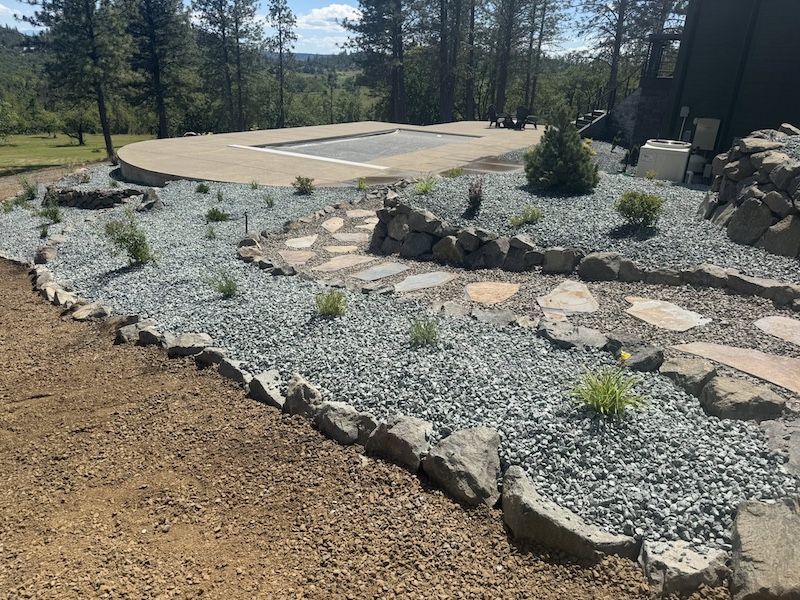 Firescaping in backyard.