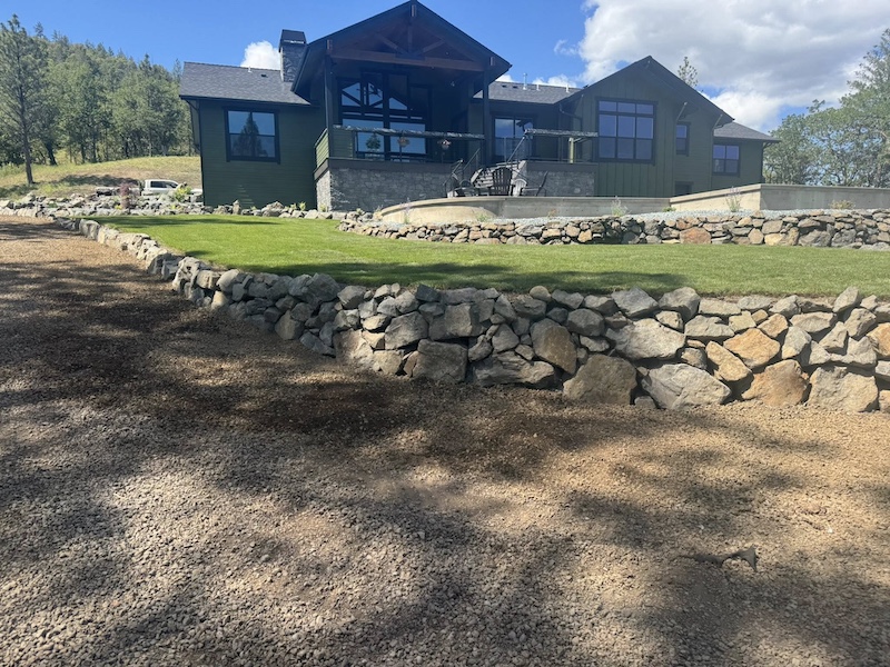 Natural rock retaning wall.