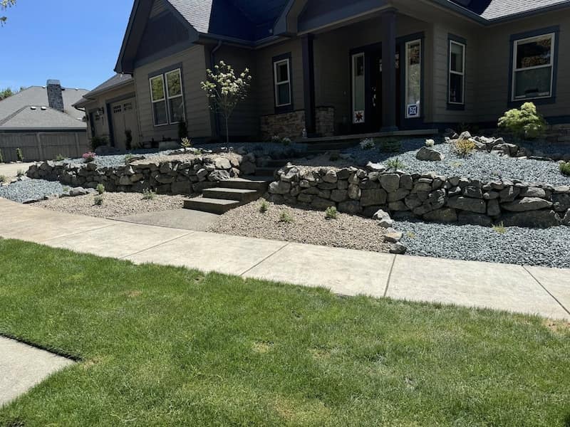 Natural stone and rock in front yard