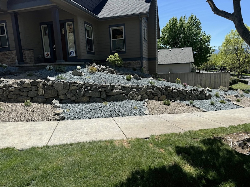 Natural stone and rock in front yard
