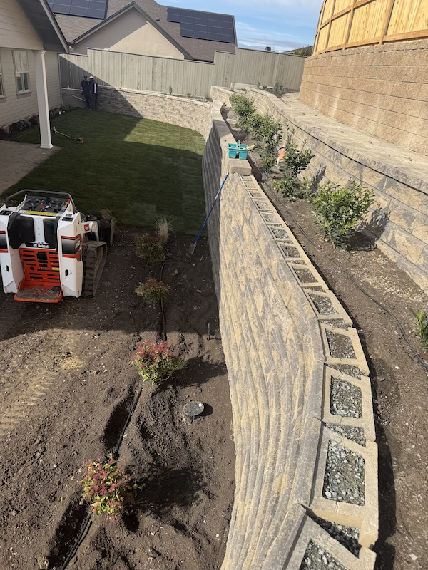 Multiple Retaining Walls in Backyard