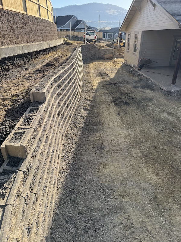 Backyard Retaining Wall In Progress