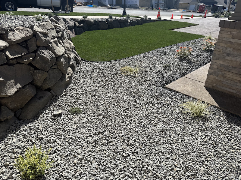Gravel walk way in back yard