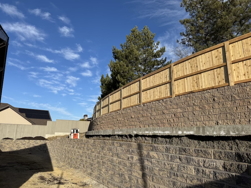 Backyard View Of Retaining Walls