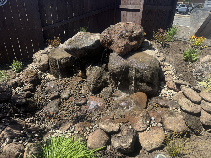 Corner Water Feature In Backyard