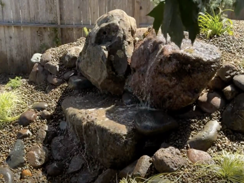 Boulder Water Feature In Backyardt