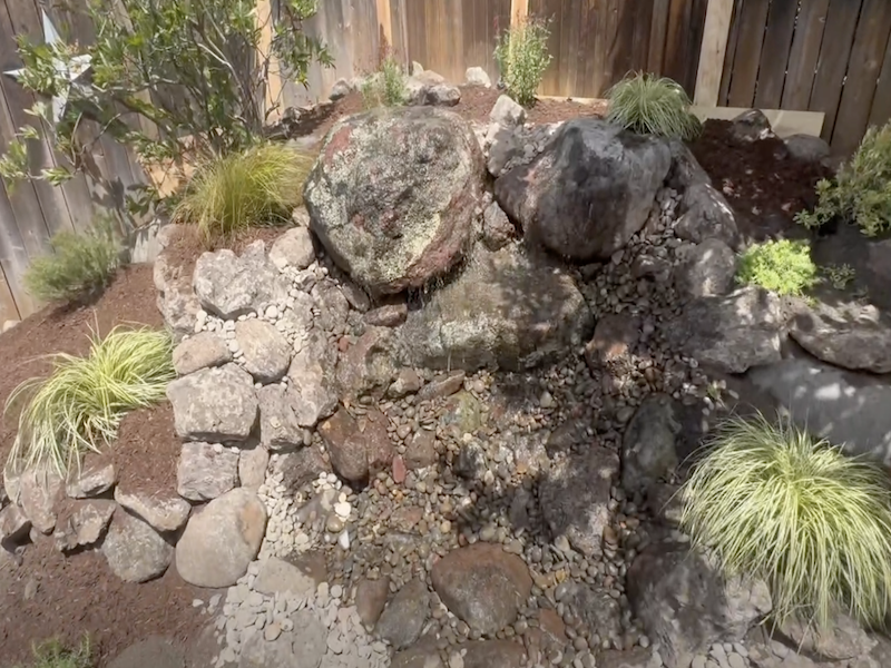 Drilled Rock Water Feature In Backyardt